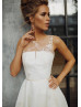 Ivory Lace Tulle Tea Length Keyhole Back Wedding Dress